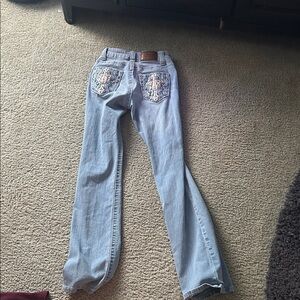 Women's Light Blue Embroidered Boot Cut Jeans
